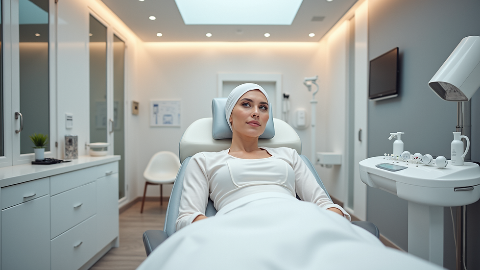Eye-level view of a modern body contouring clinic interior