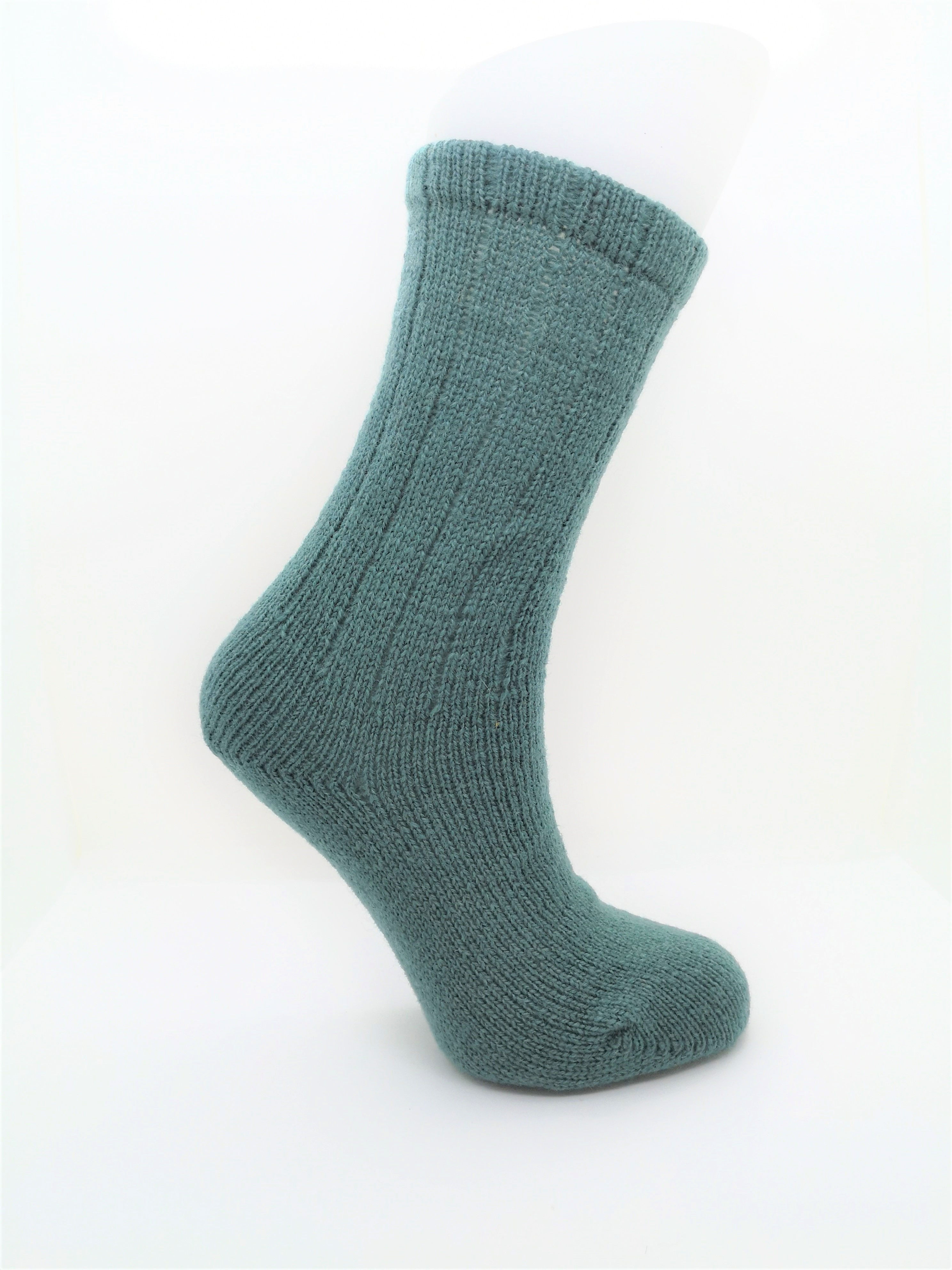 100% Pure Shetland Wool Bed Socks - Eucalyptus Green