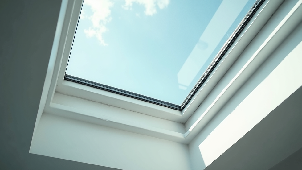 Close-up view of a skylight with clear glass and sealed edges