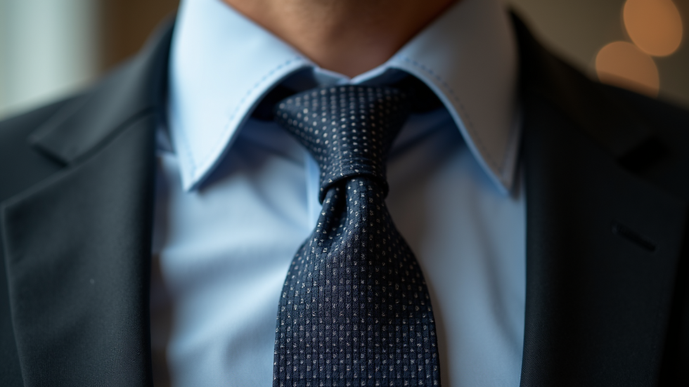 Close-up view of a simple, neatly tied necktie