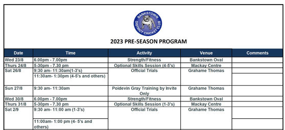 Updated pre-season schedule...