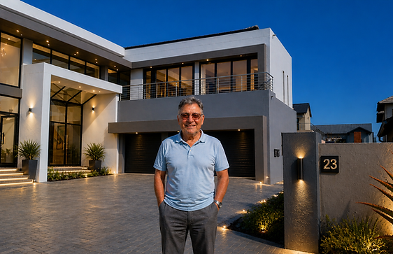 Jan Oberholzer in front of a newly built house in The Hills Estates in Pretoria East