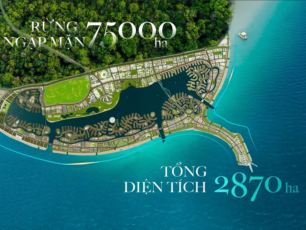 Tổng diện tích dự án siêu đô thị lấn biển Vinhomes Green Paradise là 2870 ha