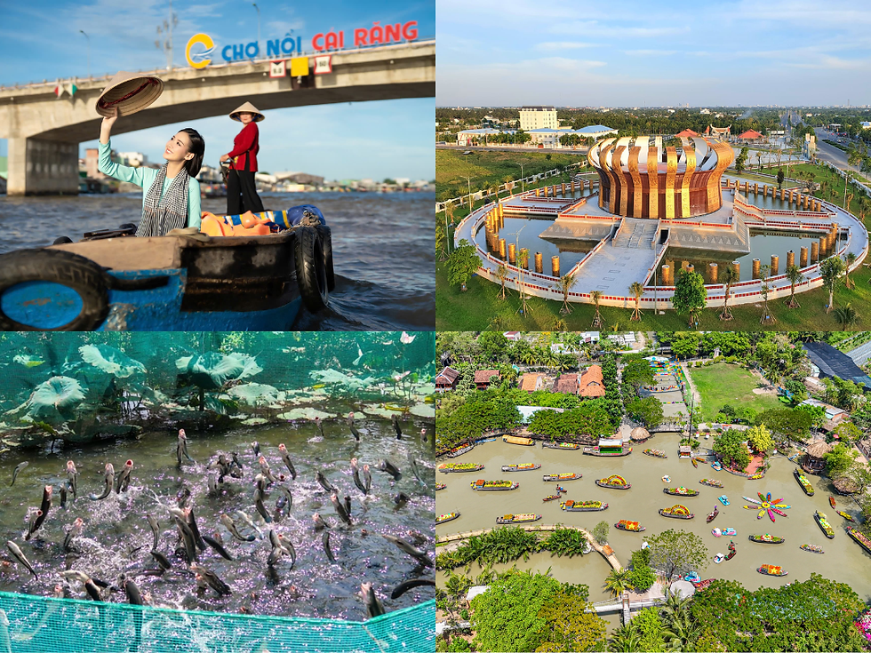 Chợ nổi Cái Răng, Đền thờ Vua Hùng, Cồn Sơn và Mỹ Khánh là những điểm tham quan không nên bỏ qua khi đến Cần Thơ