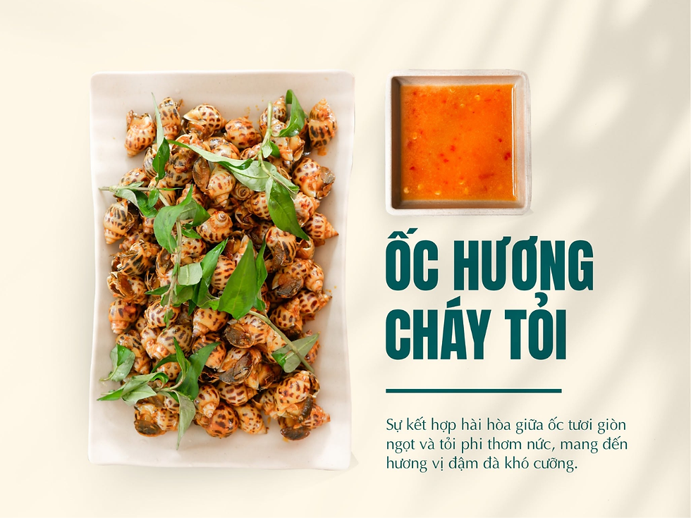 Ốc hương cháy tỏi là sự kết hợp hài hòa giữa ốc tươi giòn và tỏi phi thơm nức