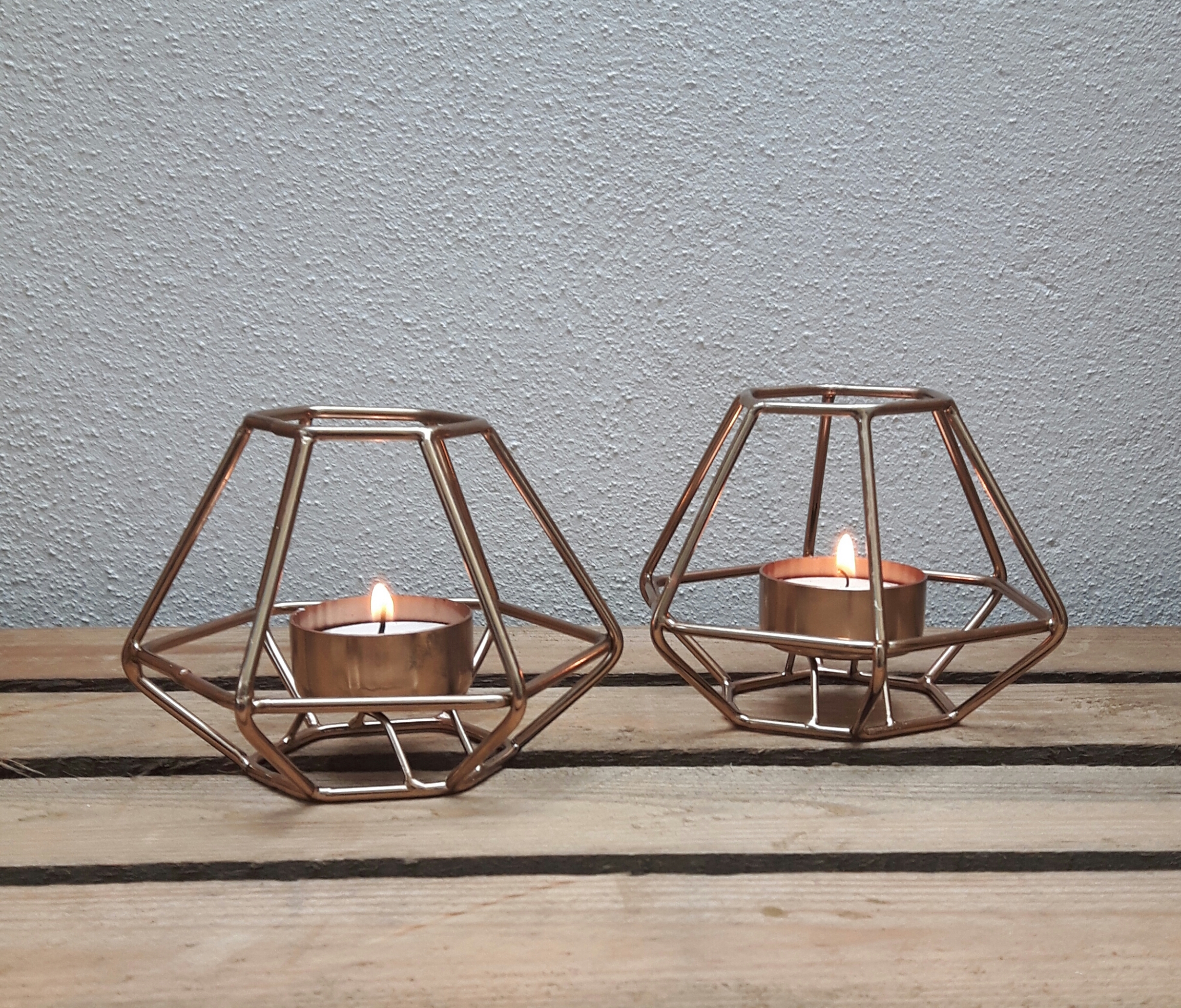 SMALL COPPER GEO CANDLE