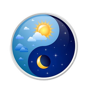 Lune et Soleil dans un cercle yin yang