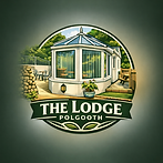 Logo for The Lodge Polgooth holiday accommodation in Cornwall.