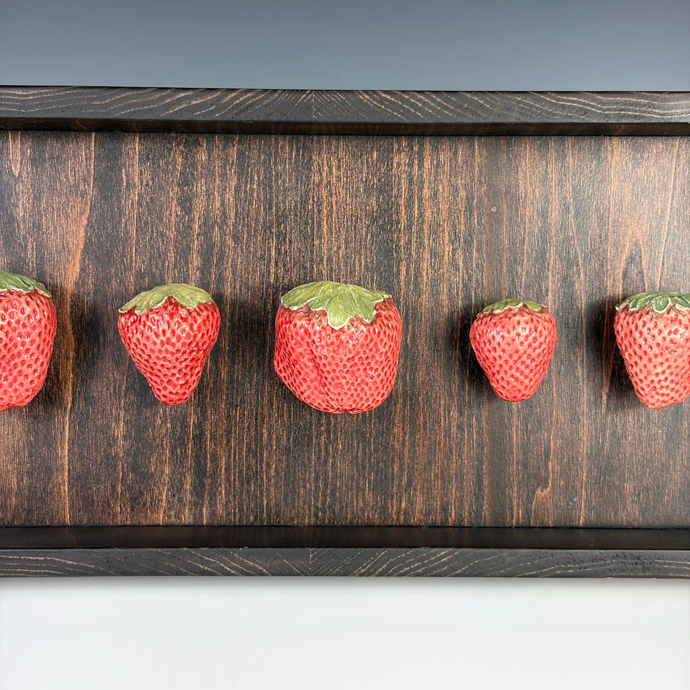Thumbnail: Five strawberries, mahogany