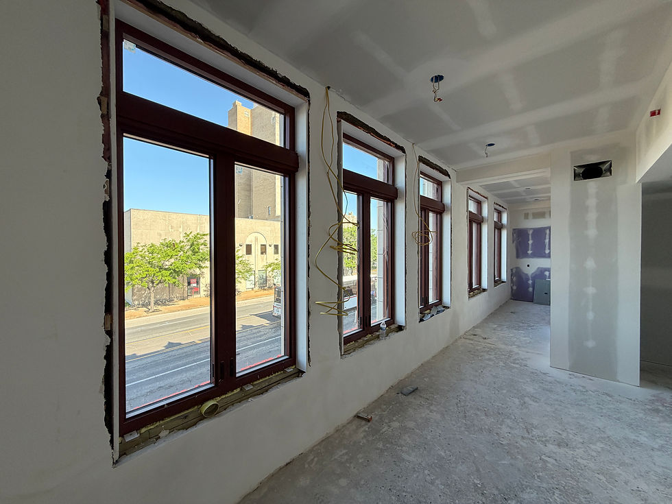 New windows let in plenty of natural light into this 2nd-story one-bedroom apartment.