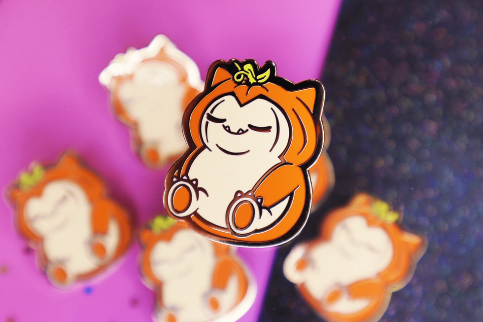 Thumbnail: Snoring Pumpkin - Snorlax Hard Enamel Pin