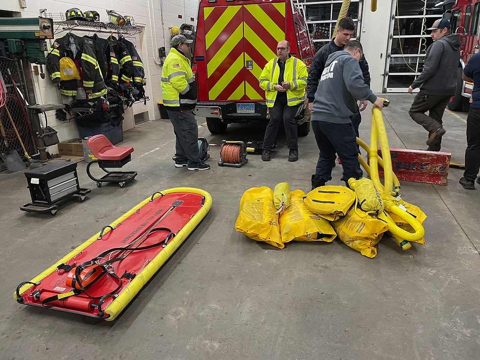 Ropes, harnesses and ice sleds may all come into play when rescuing a person from frigid water and/or broken ice. (Mark Jahne)
