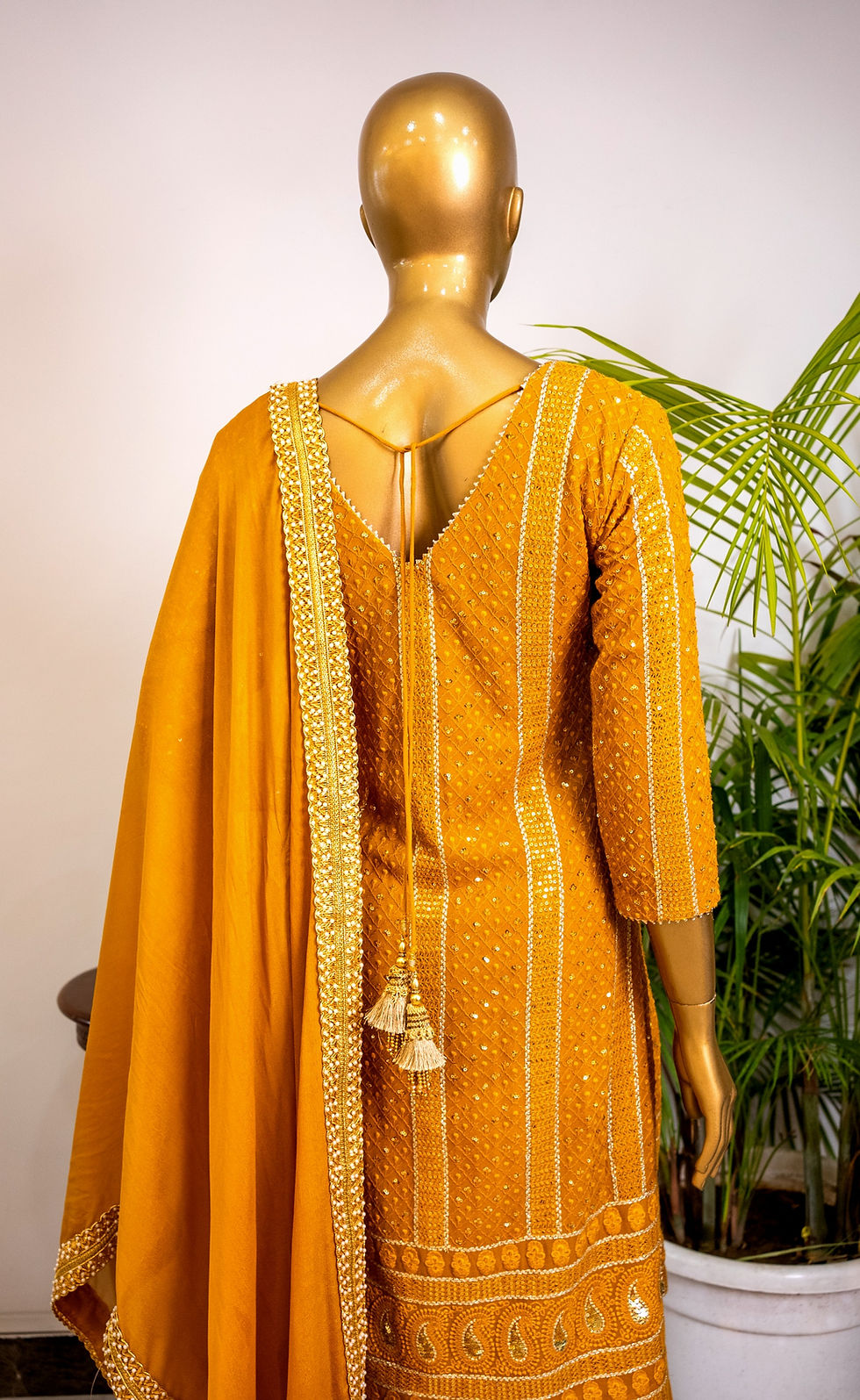Thumbnail: Mustard Yellow Embroidered Sharara Set