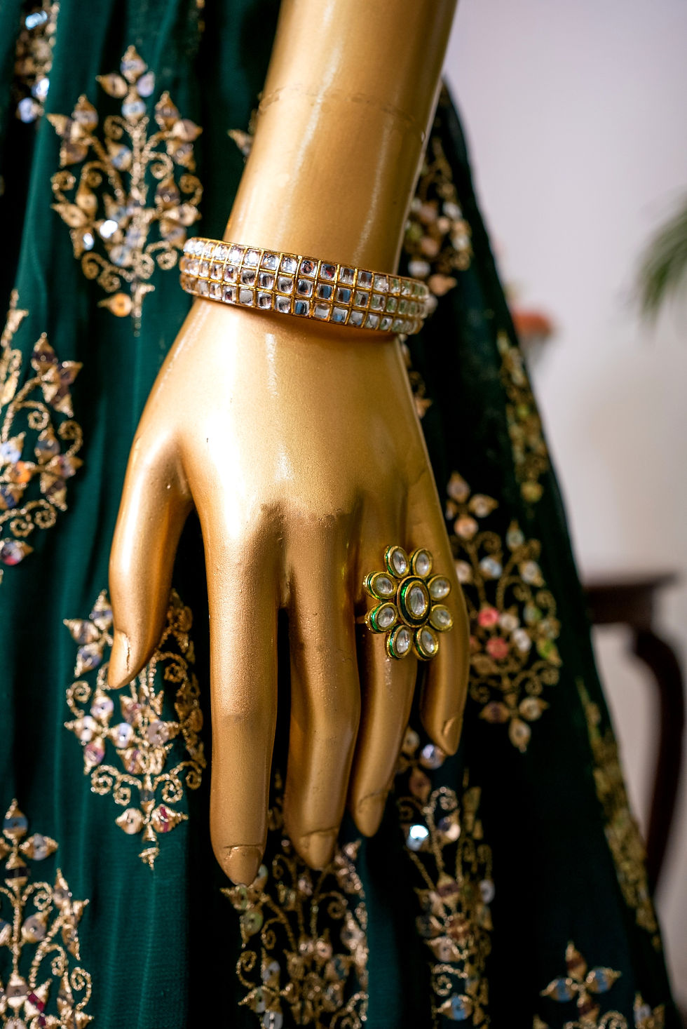 Thumbnail: Green Embroidered Lehenga Set