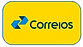 selo logo dos correios em fonte azul, logotipo ilustração em azul, fundo amarelo