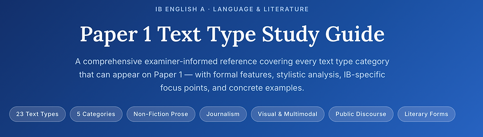 IB English A: Language & Literature —Paper 1 Text Type Study Guide