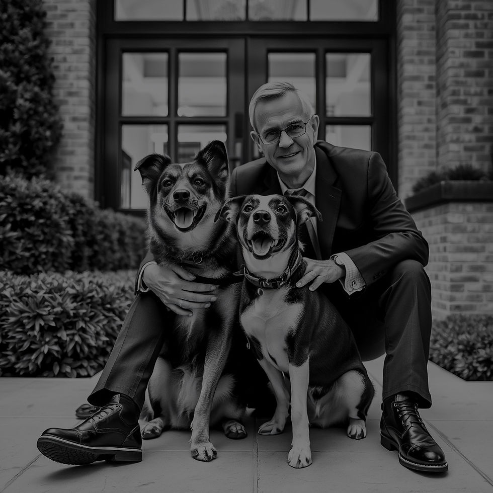 Luxury black and white photo of dog and owner in Irving Texas.jpg