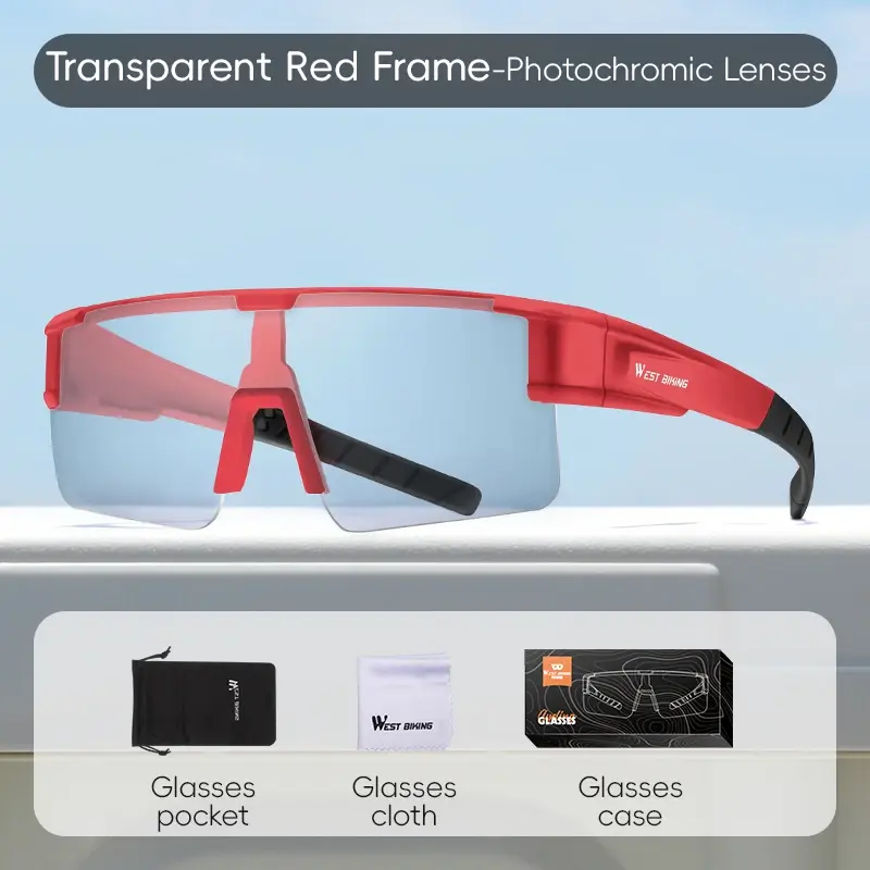Miniatura: WEST BIKING Polarized Square Sunglasses Men Photochromic Cycling Fit Over Myopic