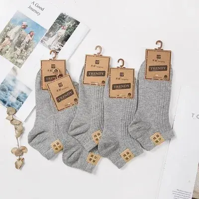 Thumbnail: 5 Pairs 100 Cotton Socks Women Men Female 1 Set Lot Color Pack Candy Color