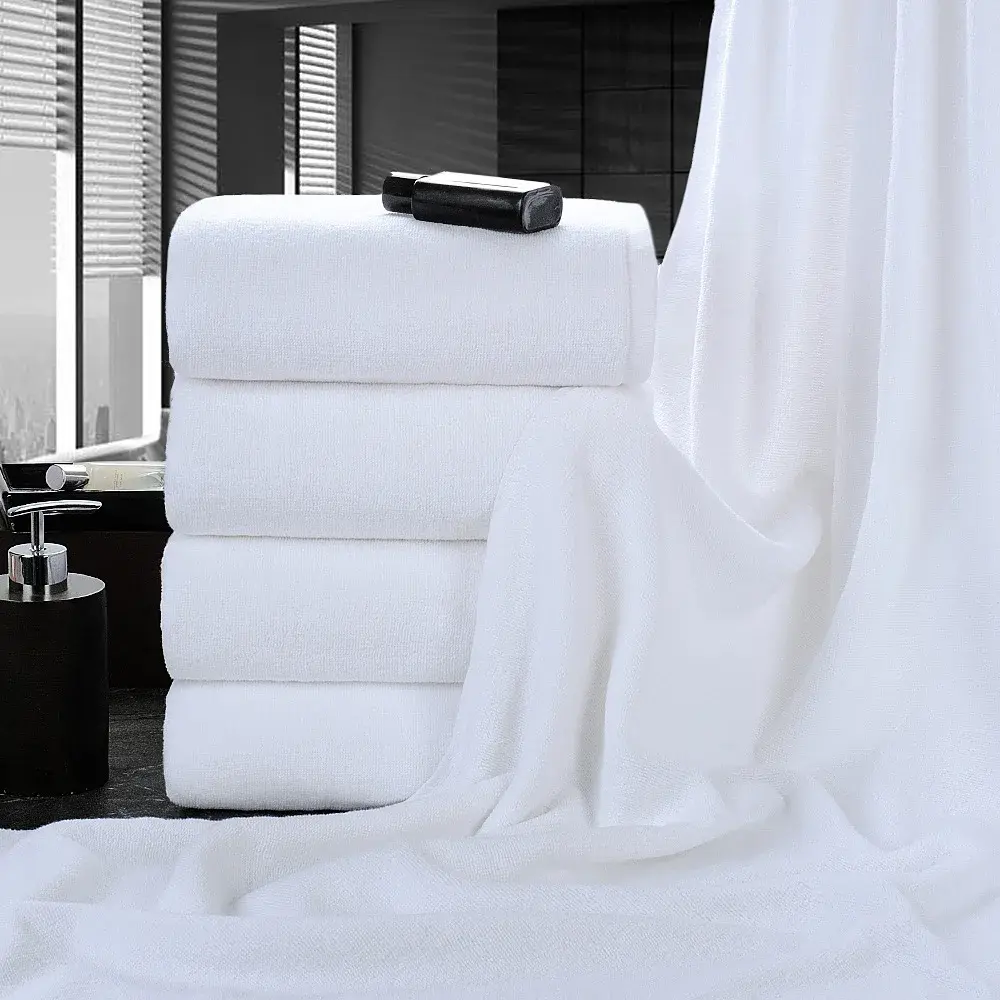 Large Thick Cotton Bath Towel, White Shower Towels, Home Bathroom, 70x180cm