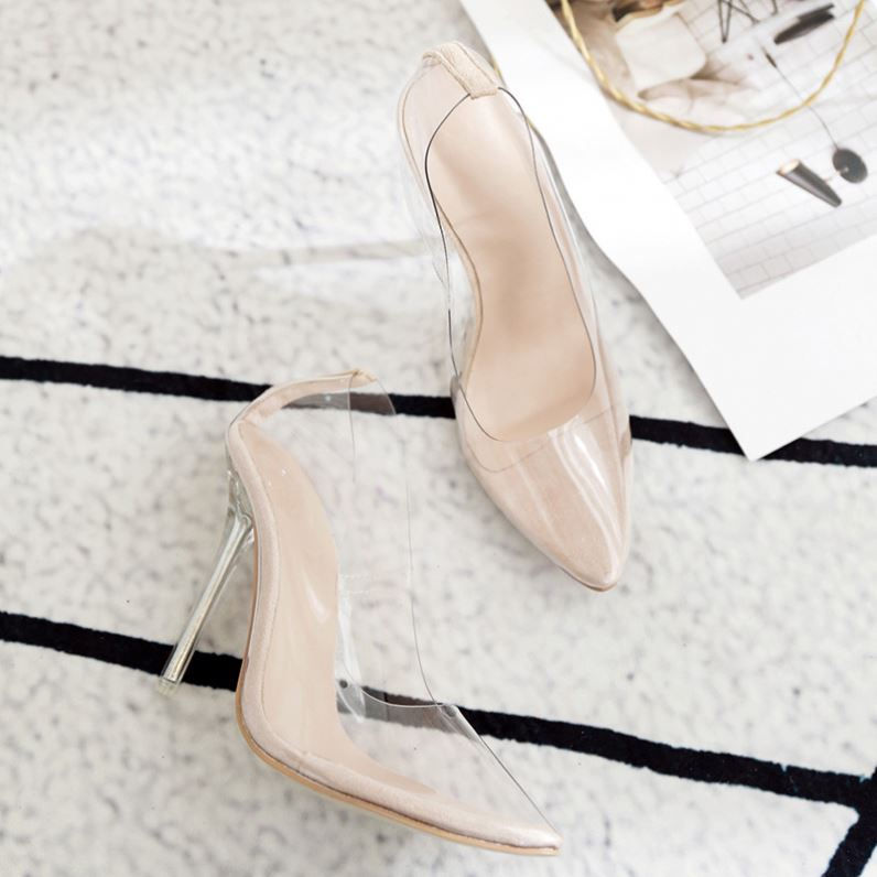 Thumbnail: Fashion Transparent Sandals With  High Heels Ladies Square-Toe