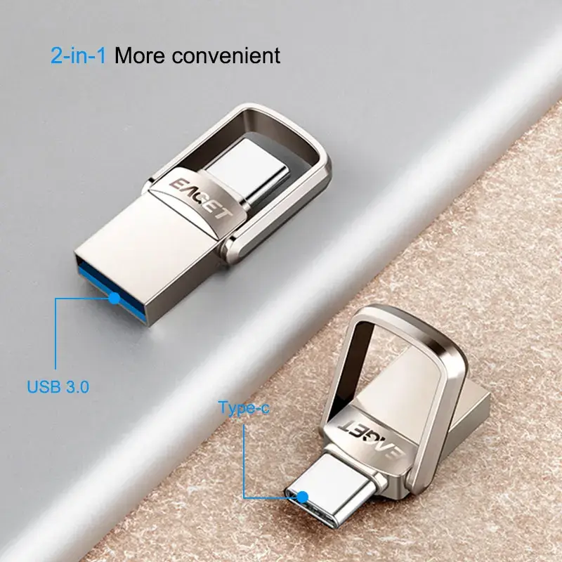 थंबनेल: EAGET CU20 USB Flash Drive 32GB OTG Metal USB 3.0 Pen Drive Key 64GB Type C High