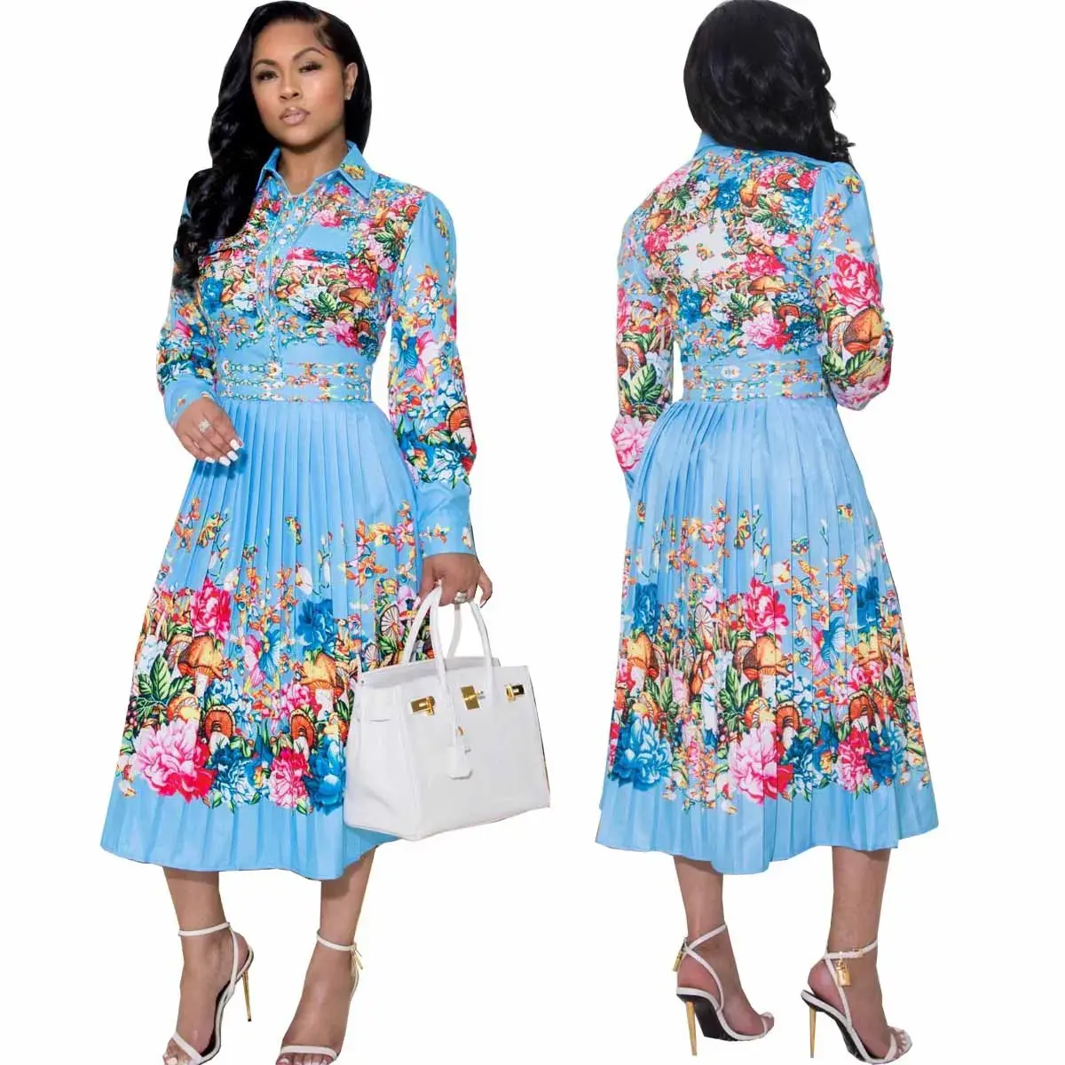 African Dresses for Women Summer New Arrival African Women Long Sleeve Printing