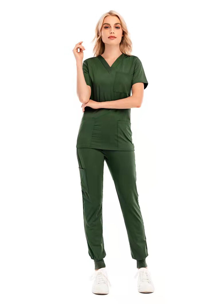 Thumbnail: Super Elasticity Spandex Nurse Jogger Style Scrubs Suit