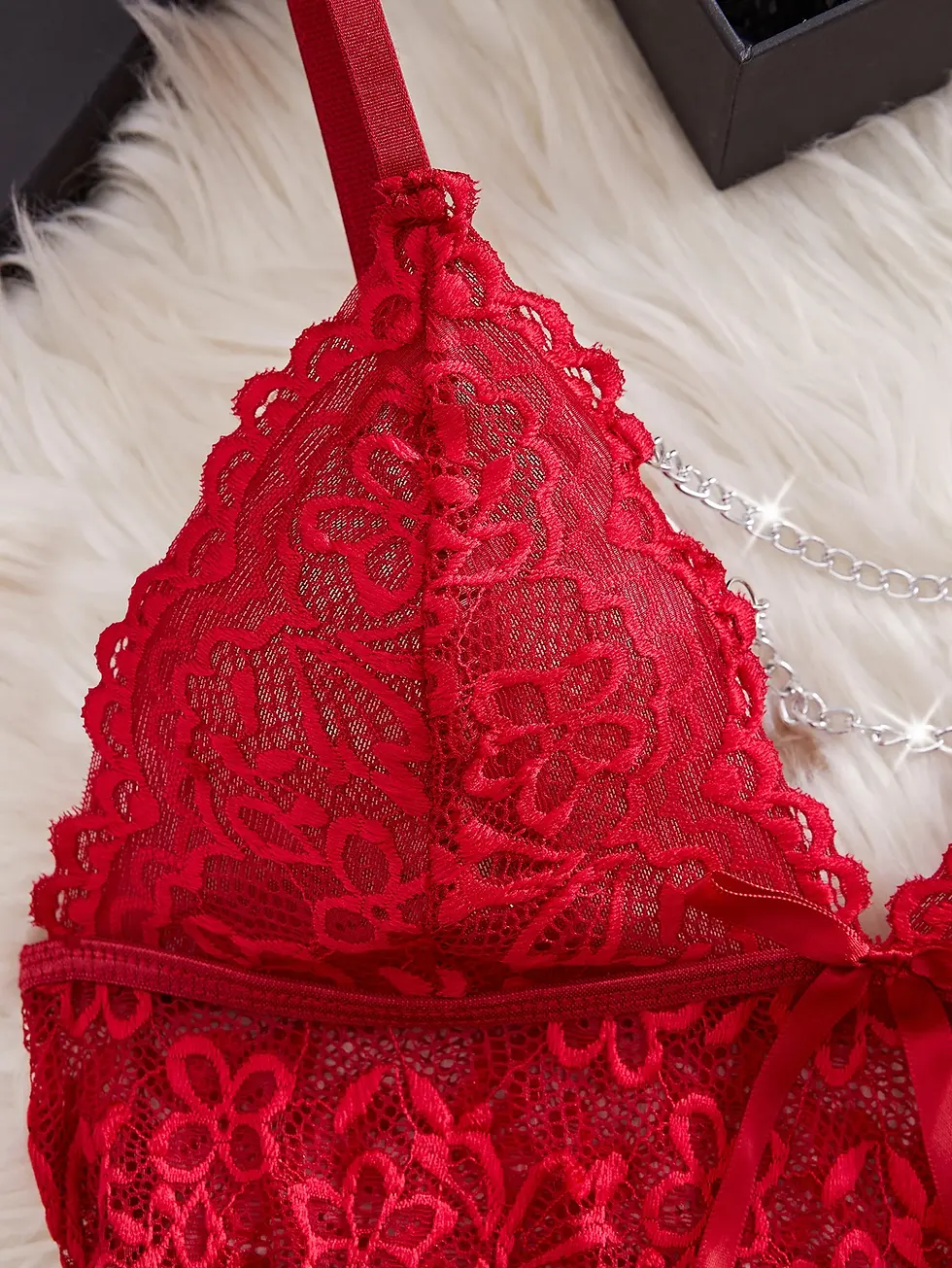 Thumbnail: Women's Sleeping Dress Sex Transparent Sleepwear See Through Deep v Bow Bra