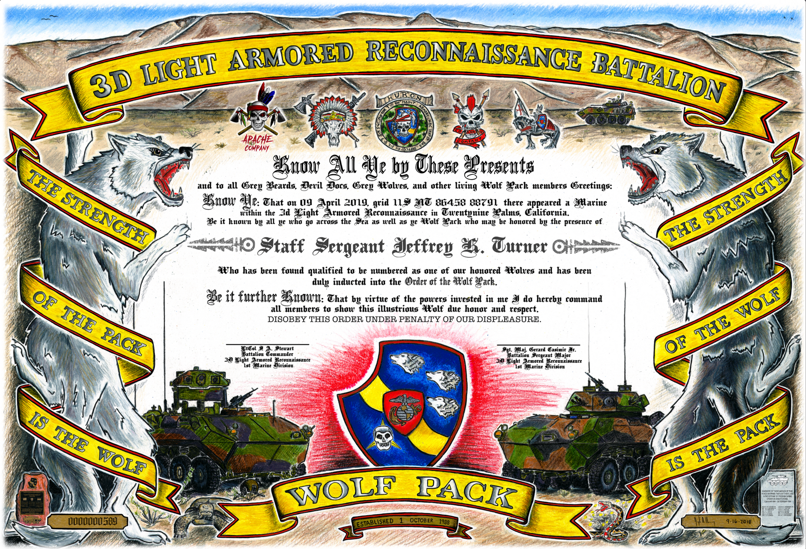 3D LIGHT ARMORED RECONNAISSANCE BATTALION CERTIFICATE