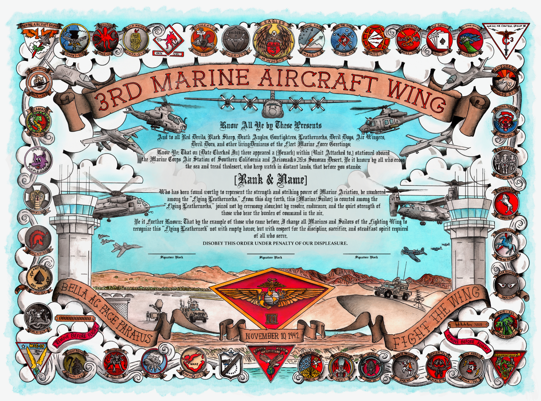 3rd Marine Aircraft Wing MAW CERTIFICATE