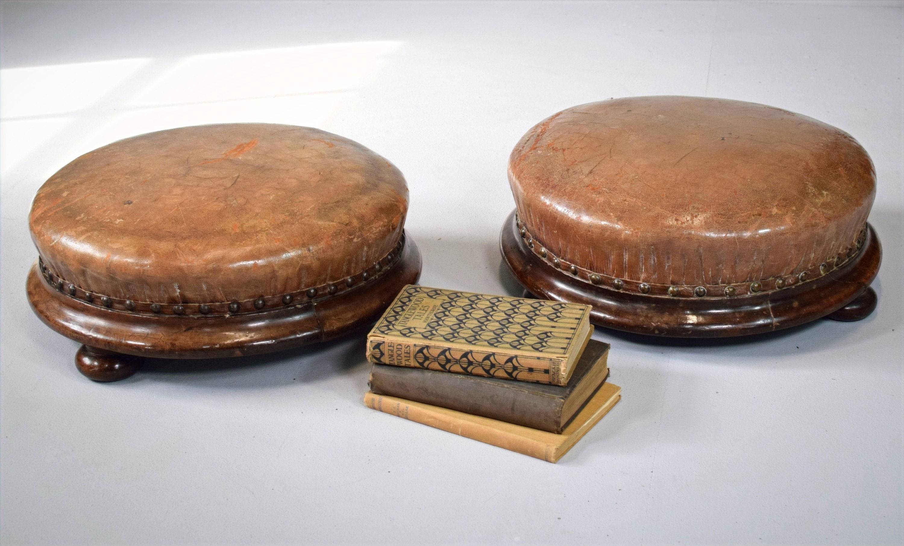 Pair Of Victorian Leather Footstools