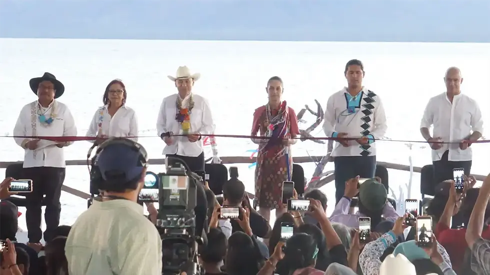 SHEINBAUM INAUGURA ACUEDUCTO SERI Y ANUNCIA NUEVOS APOYOS PARA COMUNIDADES COMCA’AC
