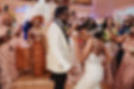 Bride and groom dancing during wedding reception