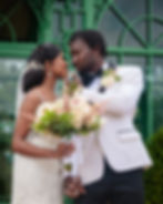 Bride and groom embracing during a romantic portrait