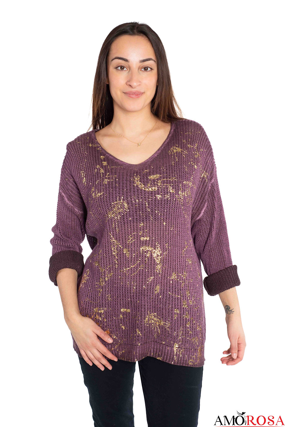 Thumbnail: Gold Foil V-Neck Top