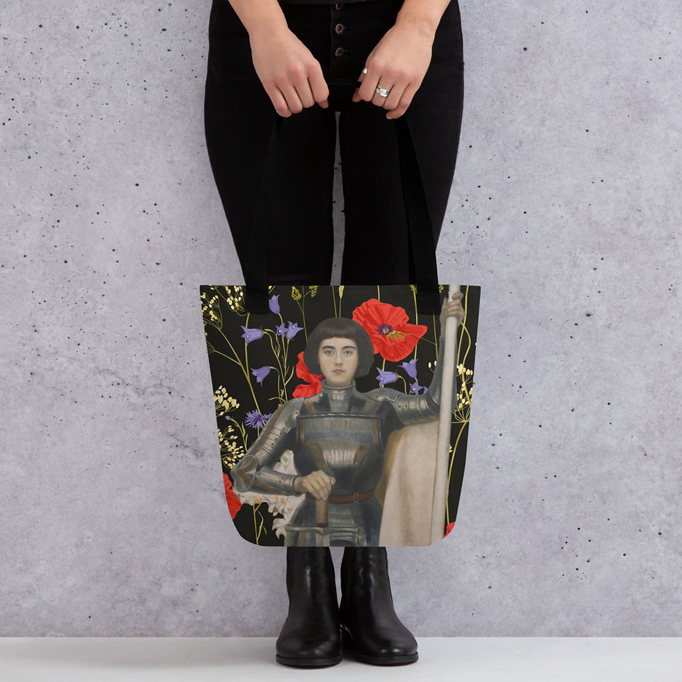 Thumbnail: "JOAN OF ARC with POPPIES" - Handbag/Tote bag - Medium