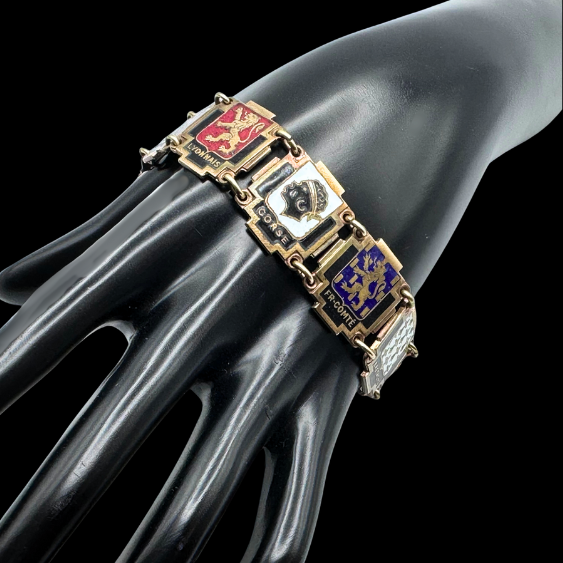 Thumbnail: ART DECO - Antique French HERALDIC GRAND TOUR Bracelet