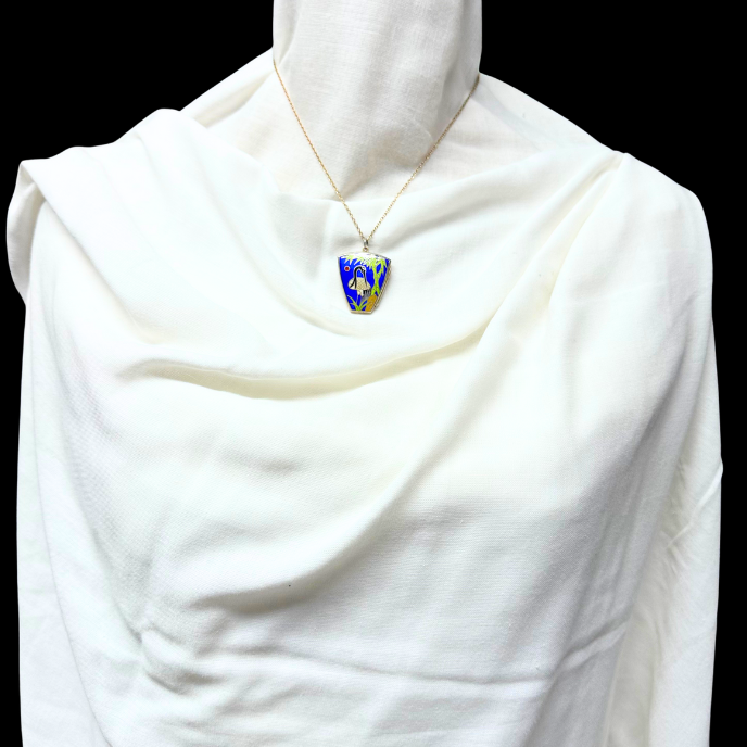 Thumbnail: ART NOUVEAU – French Antique Enamel Crane LOCKET Pendant