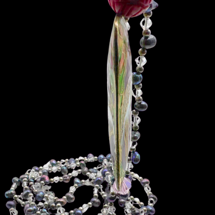 Thumbnail: ART NOUVEAU – French Antique Enamel & Pearl Necklace
