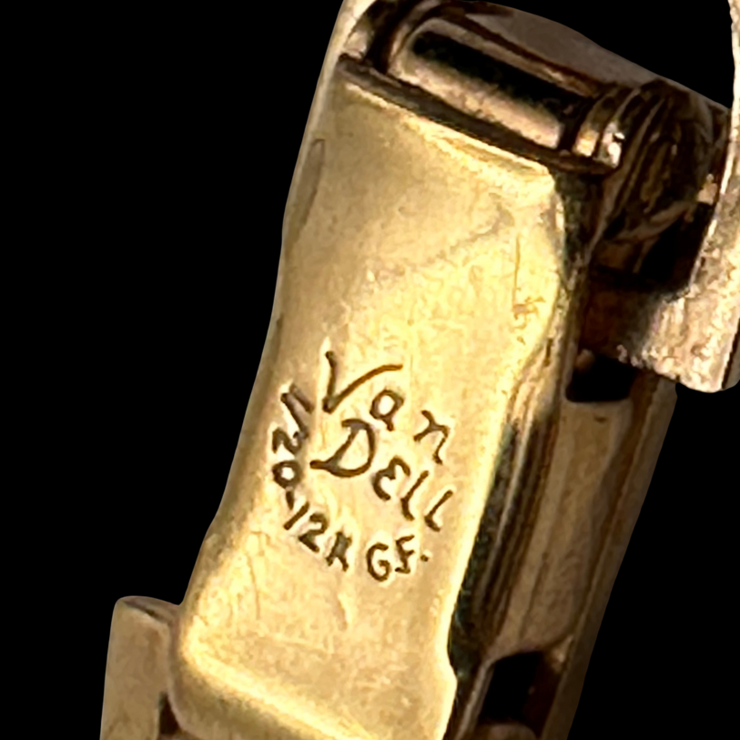 Thumbnail: MIDCENTURY – Signed Blue WEDGWOOD 12K Gold-Filled Filigree Neoclassical BRACELET