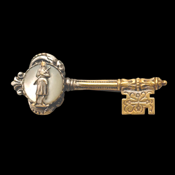 Thumbnail: ART NOUVEAU– Antique French JOAN OF ARC Key Brooch