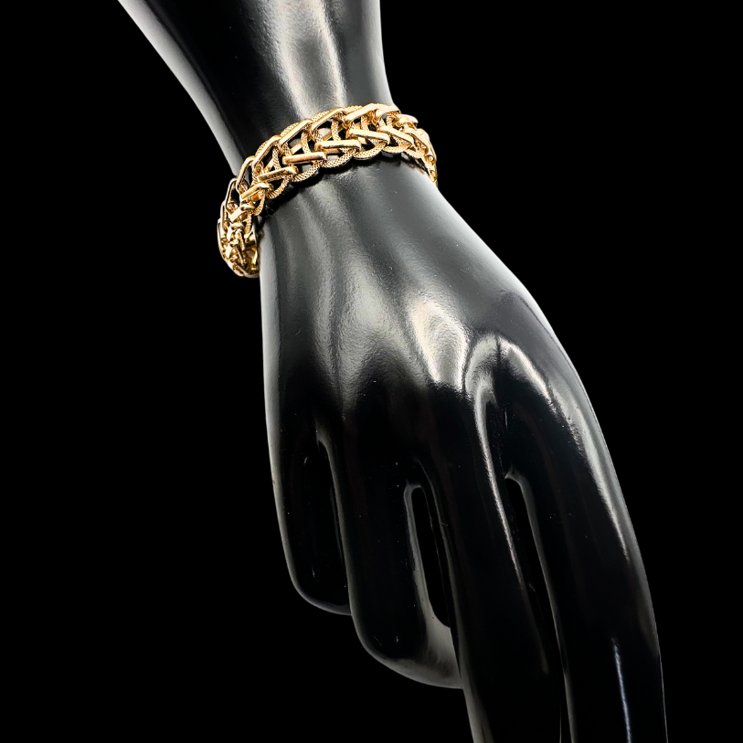 Thumbnail: MIDCENTURY – Vintage French 18k Gold Vermeil Fancy-link BRACELET