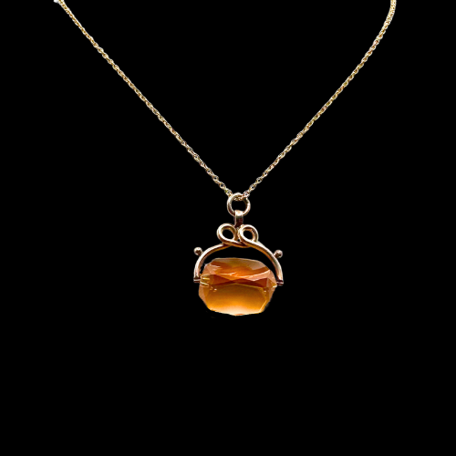 Thumbnail: VICTORIAN –Antique French 9kt Citrine Spinner Fob