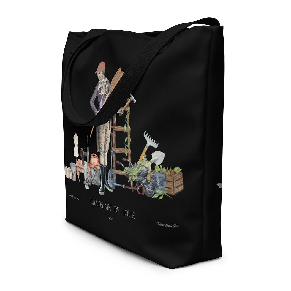 Thumbnail: Sir "CHATELAIN BY DAY & NIGHT" - Black - XLarge 2-Sided Tote Bag with Pocket