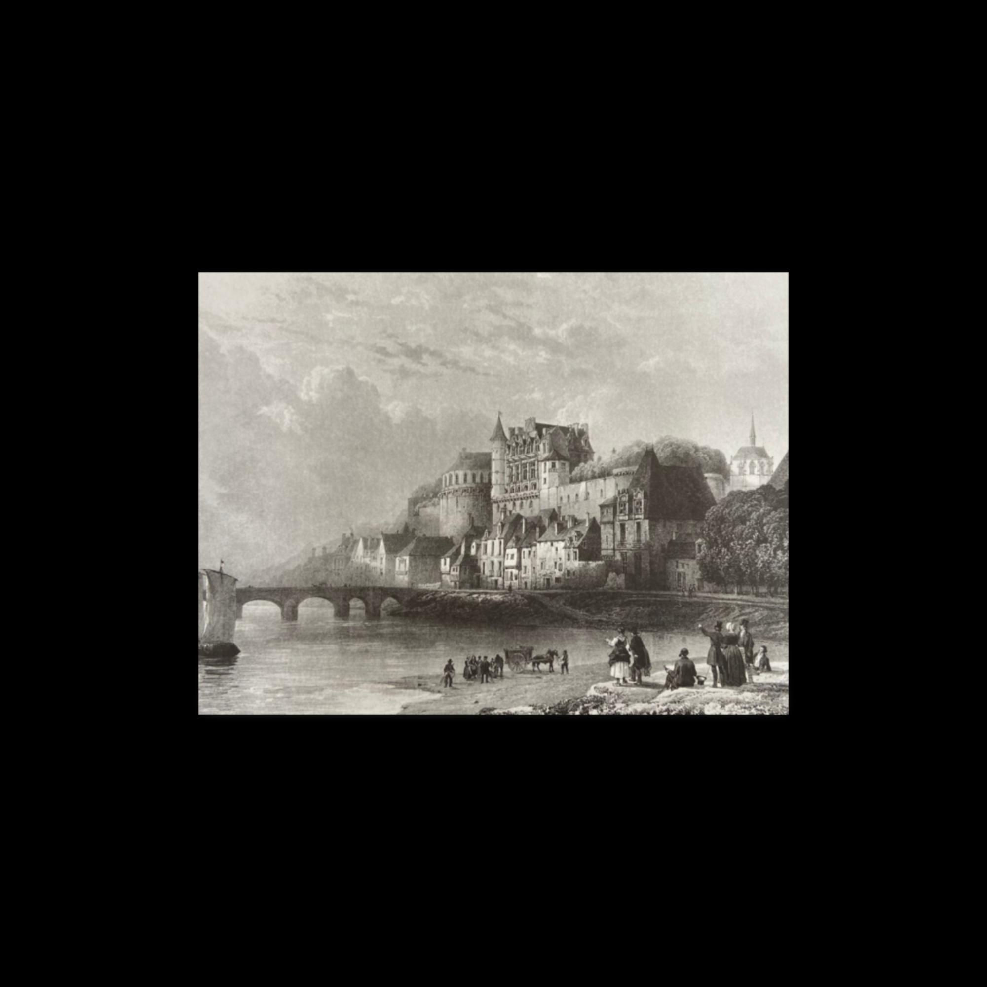 "Chateau AMBOISE" - Loire Valley Castles - Antique Etching Art Print