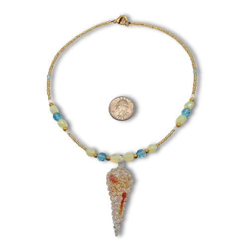 Thumbnail: VINTAGE - Italian MURANO Glass, Crystal & Uranium Glass GRAPES Necklace
