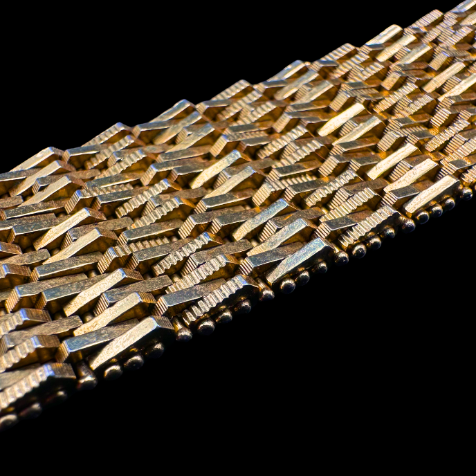 Thumbnail: MID-CENTURY – French Vintage Heavy 18k Gold-Plated Articulated Bracelet