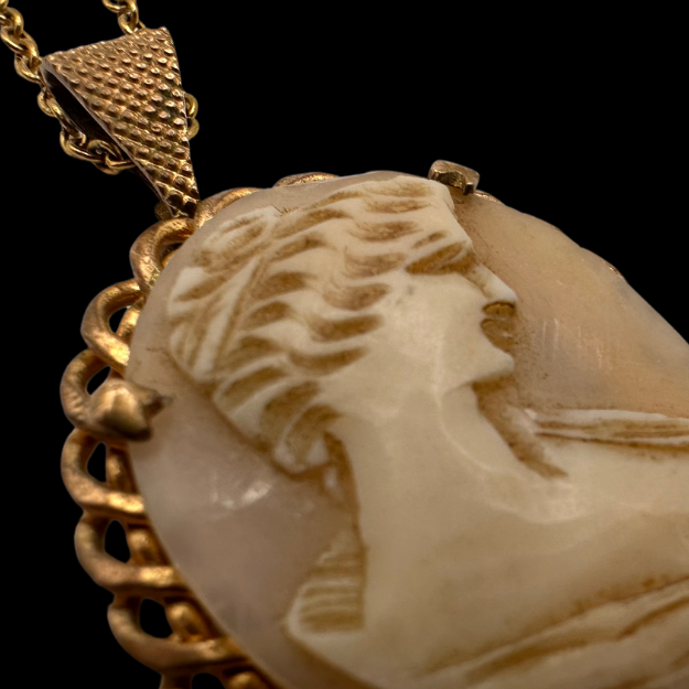 Thumbnail: ART NOUVEAU – French Hand-Carved Cameo Pendant