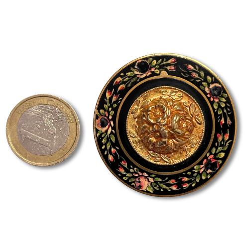 Thumbnail: EDWARDIAN – Signed Large Antique French Enamel NAPOLEON III-Style Brooch